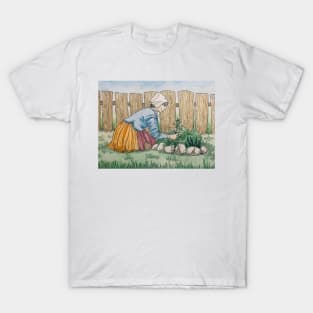 Pilgrim Woman Tending Garden T-Shirt